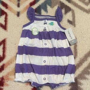 Carter's Purple and White Baby Romper with Ruffles